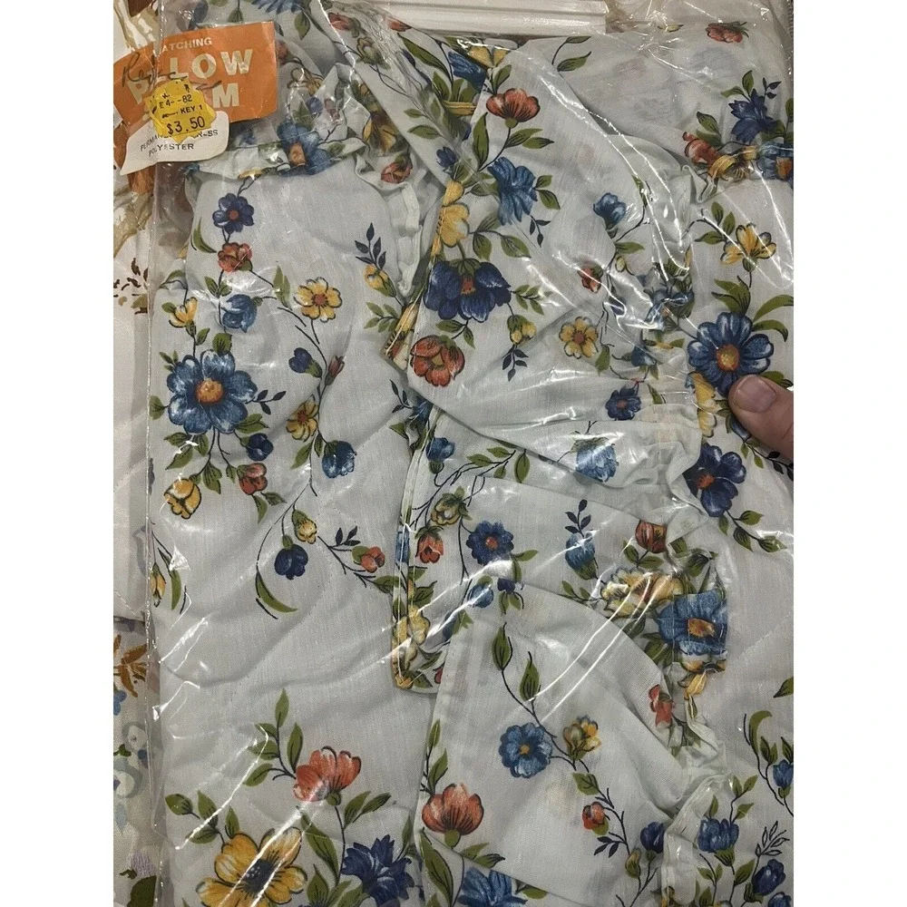 Vtg Quilted Pillow Shams Floral 4 Garden‎ Cottagecore 50s 60s Zippers JoMar